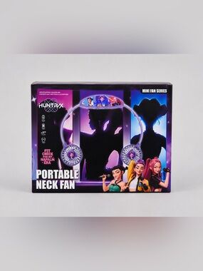 KPOP Demon Hunters Portable Neck Fan Purple Mini Fan w/ Charging Cable